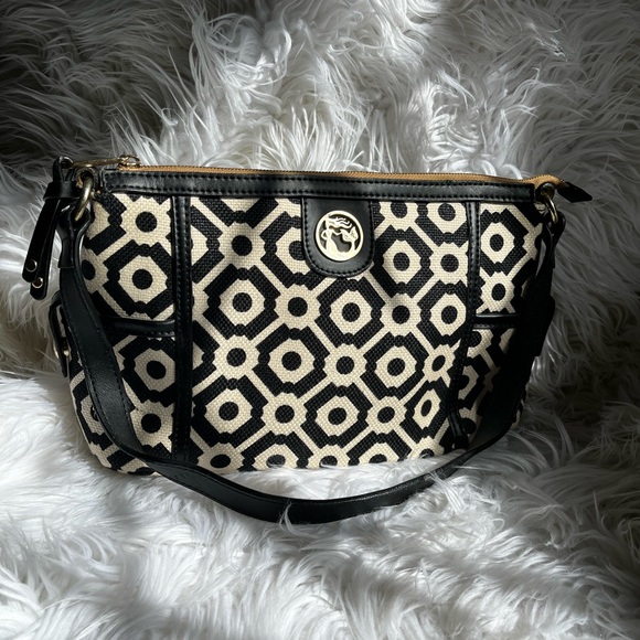 Spartina 449-Black & White Pender Simple Linen Shoulder Bag - Picture 2 of 5